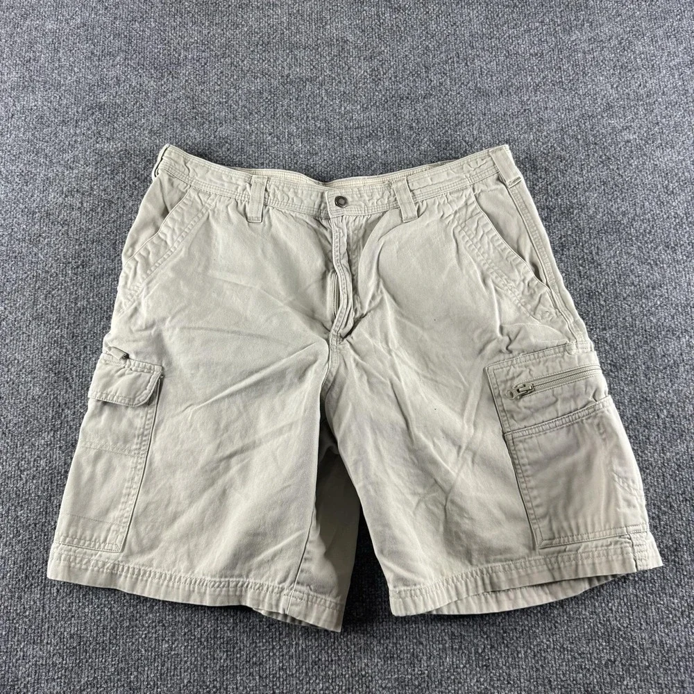 Columbia Cargo Shorts Mens 36 Beige Cotton Canvas XM4245 Outdoor Travel